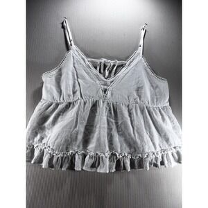 Babydoll Womens Top Ruffle Hem Lace Trim White Swiss Dot By Shop Neighbor S Boho
